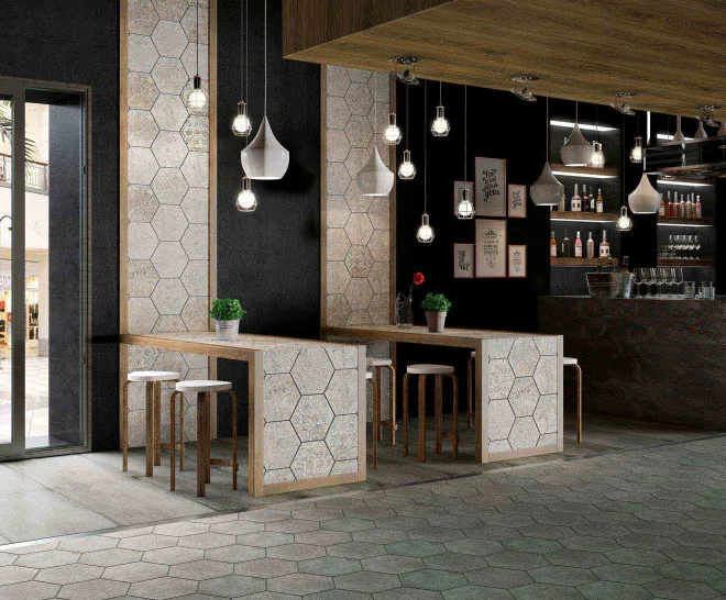 Aparici CARPET bézs hexagon patchwork csempe