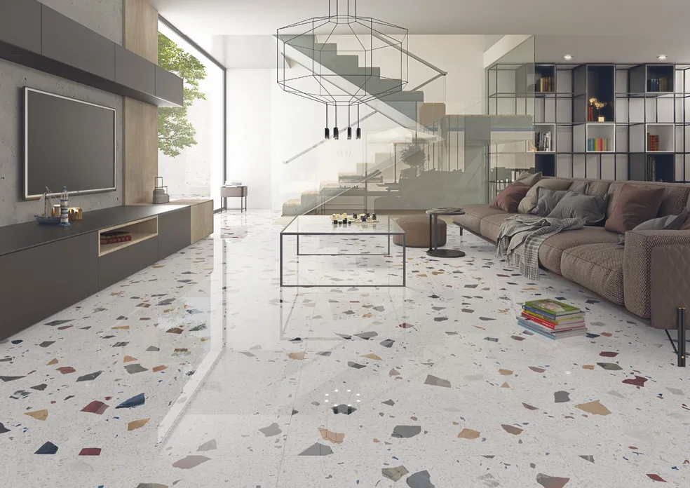Arcana STRACIATELLA fehér terrazzo csempe