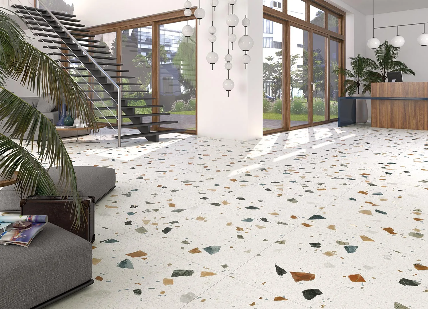 Arcana STRACIATELLA fehér terrazzo csempe