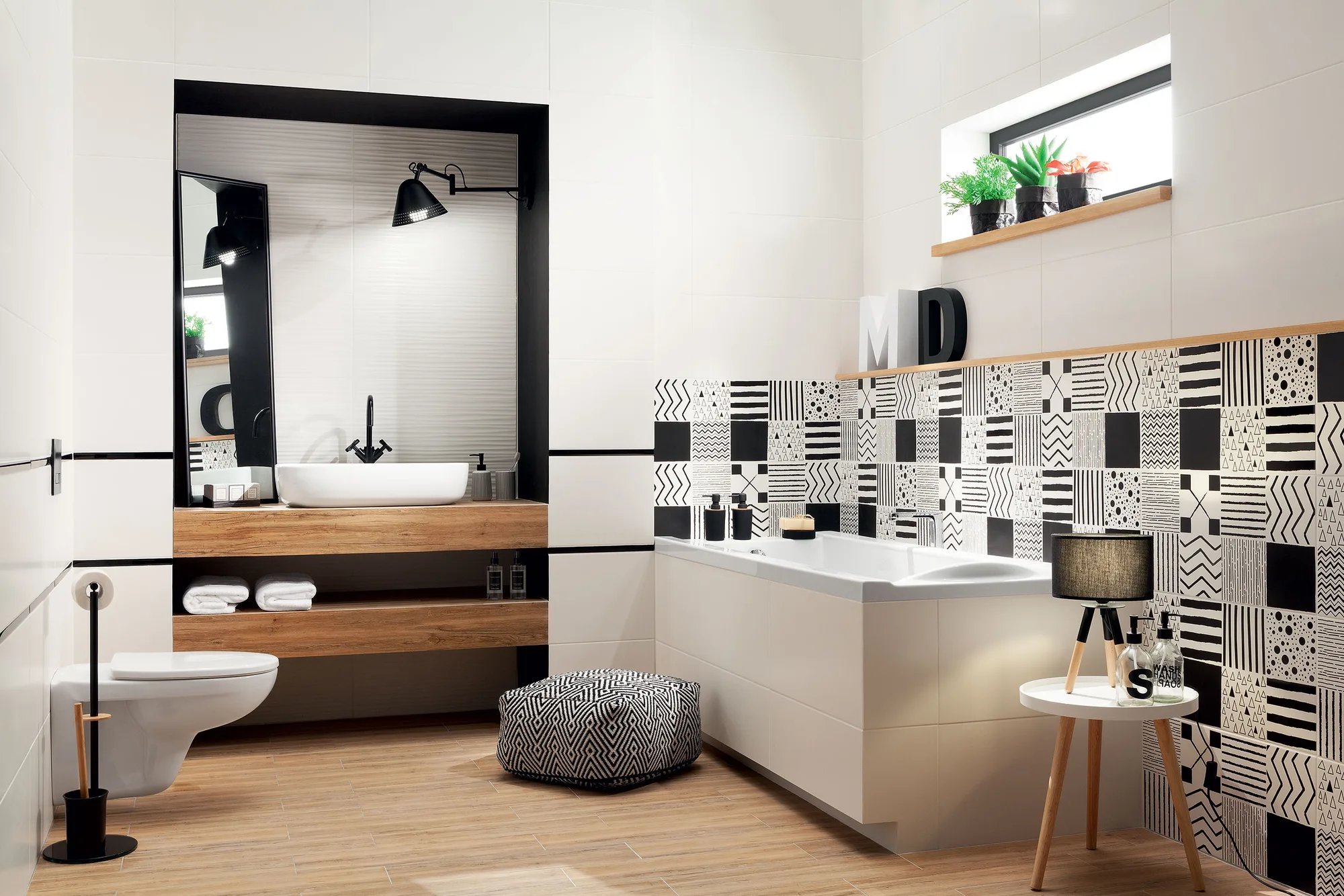 Domino TIBI fekete-fehér patchwork csempe
