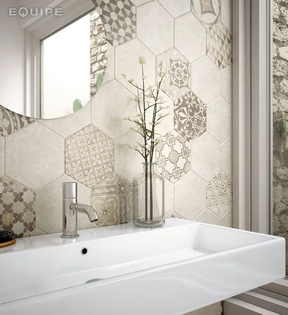 Equipe HEXATILE CEMENT krém hexagon patchwork csempe