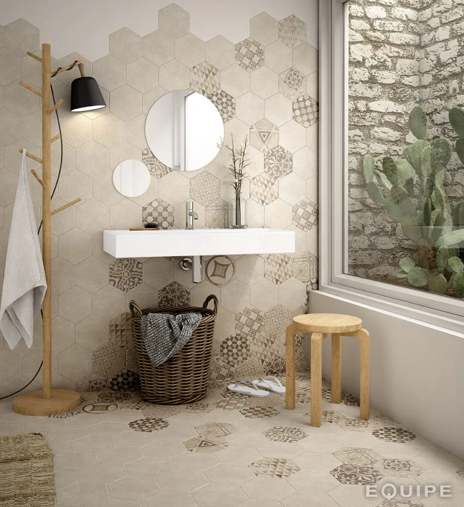 Equipe HEXATILE CEMENT krém hexagon patchwork csempe