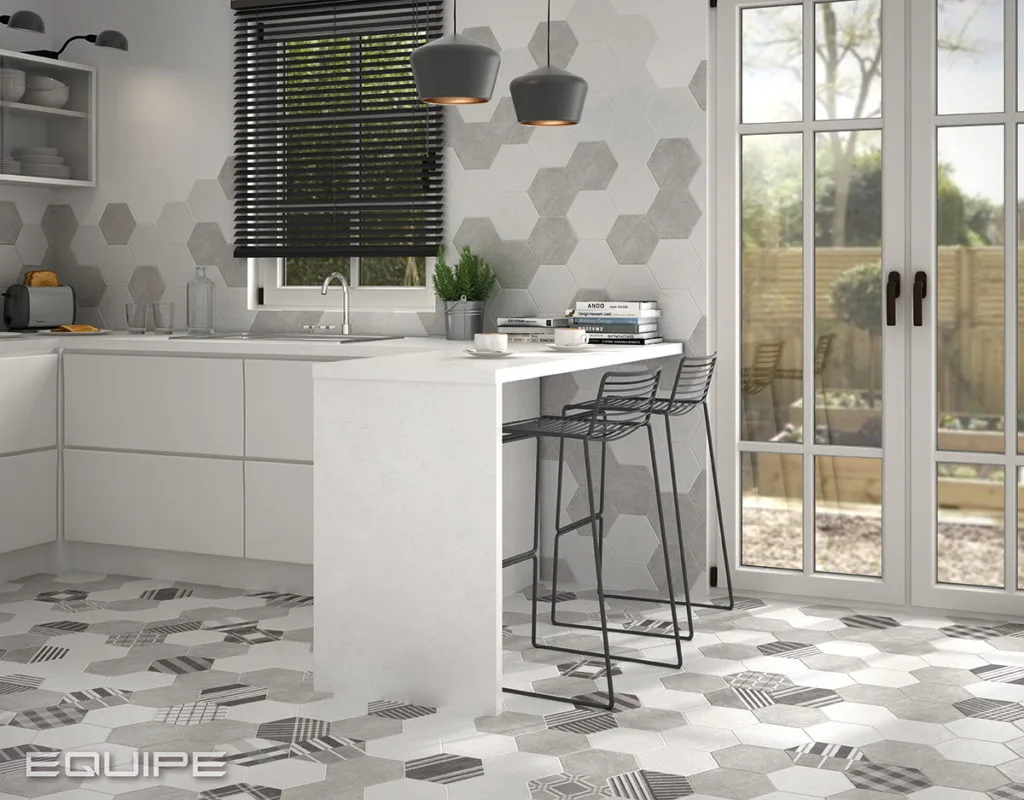 Equipe HEXATILE CEMENT szürke hexagon patchwork csempe