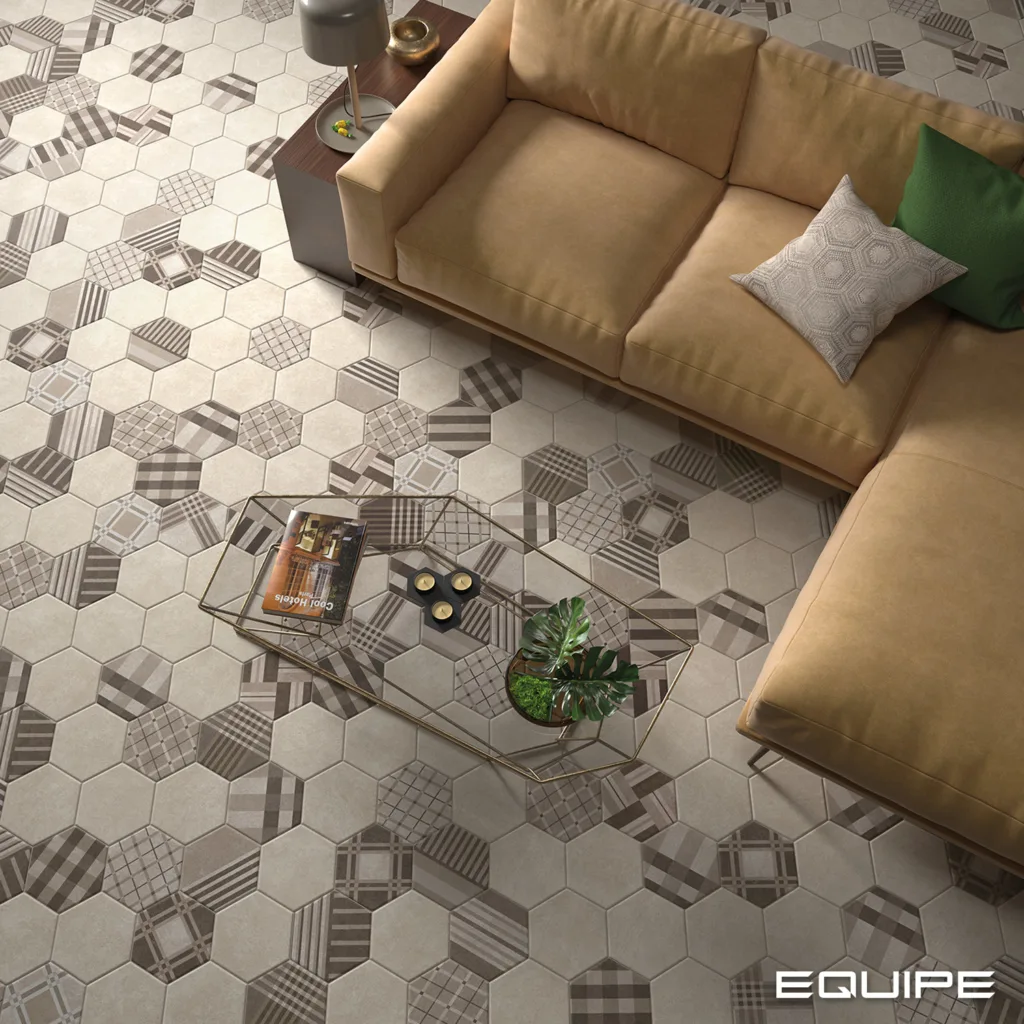 Equipe HEXATILE CEMENT bézs hexagon patchwork csempe