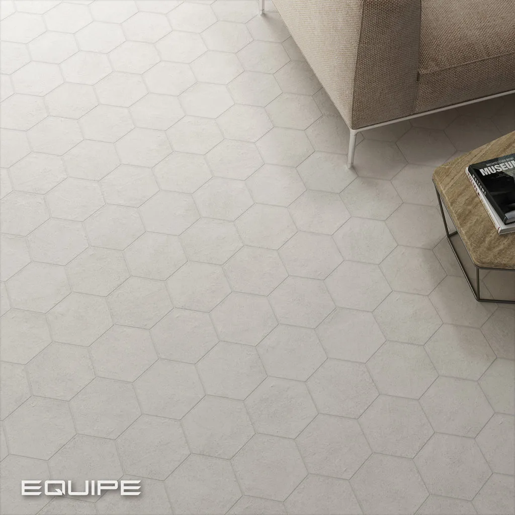 Equipe HEXATILE CEMENT fehér hexagon beton hatású csempe