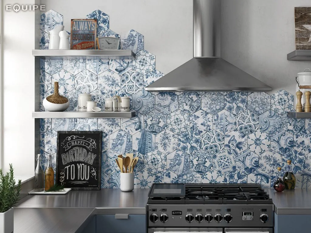 Equipe HEXATILE kék hexagon patchwork csempe