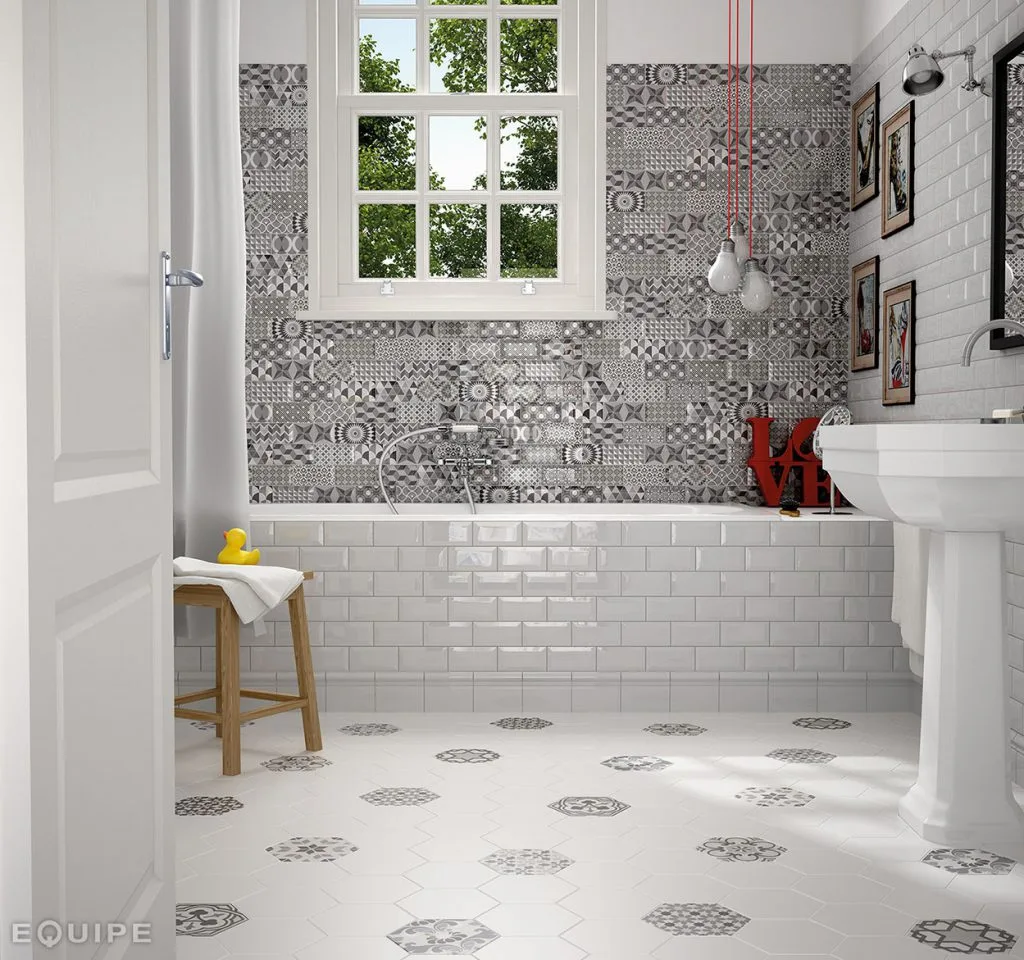 Equipe METRO fekete-fehér patchwork csempe