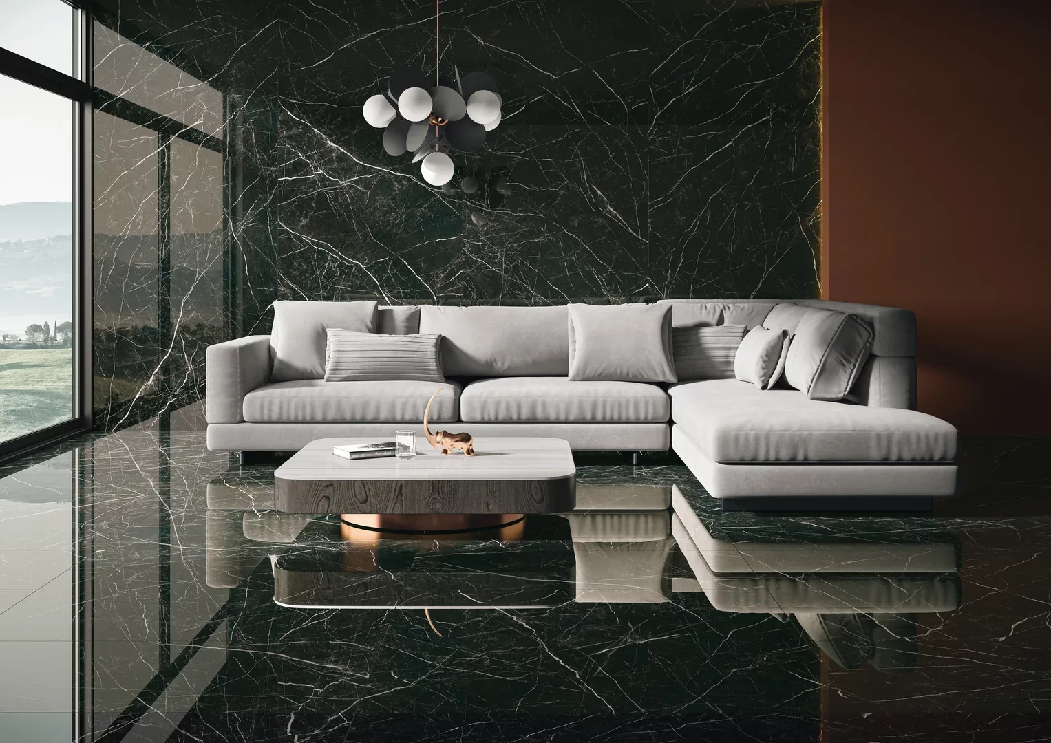 Paradyz DESIRE fekete óriás lap márvány hatású csempe