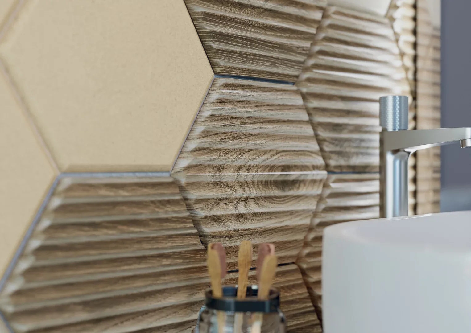 Paradyz SERENE barna hexagon 3d hatású csempe