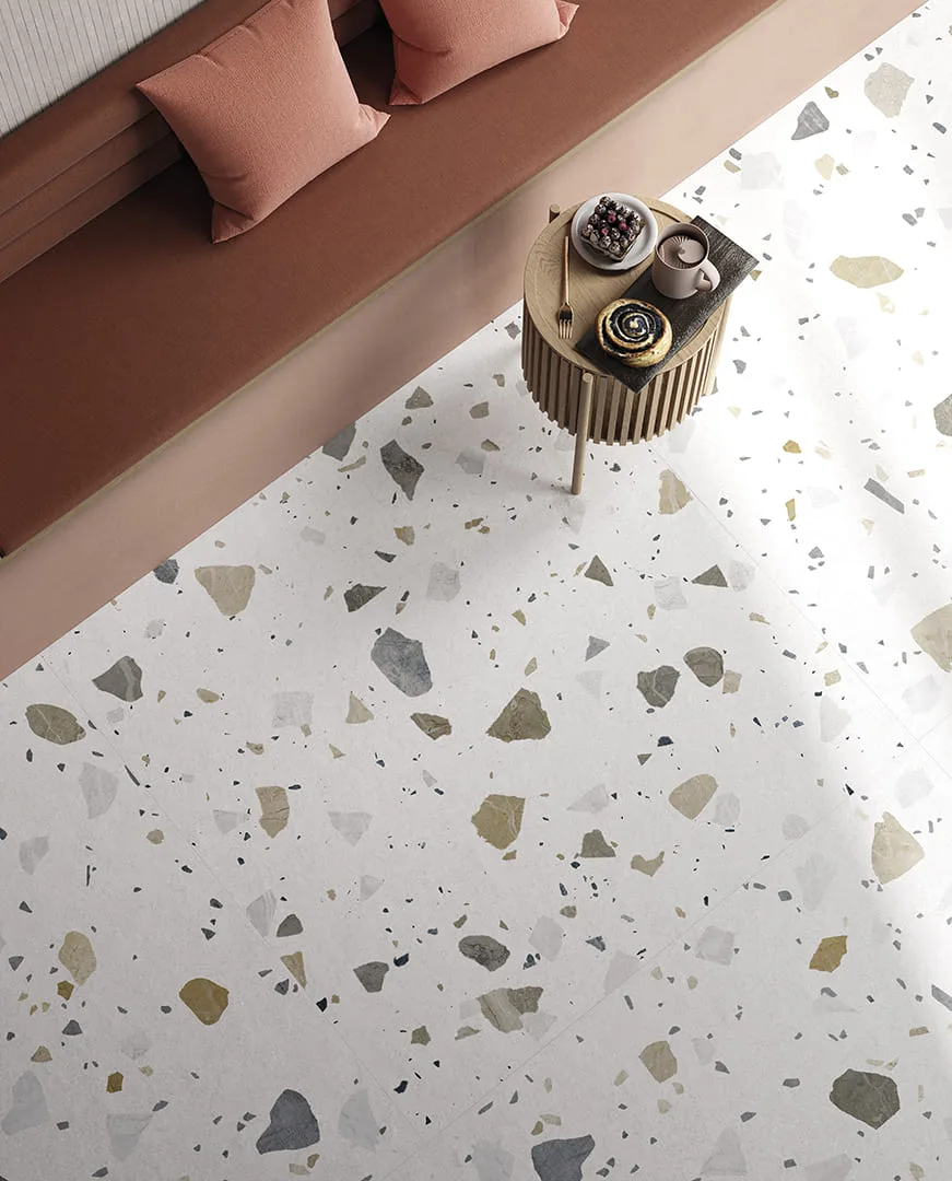 Pastorelli COLORFUL fehér terrazzo csempe
