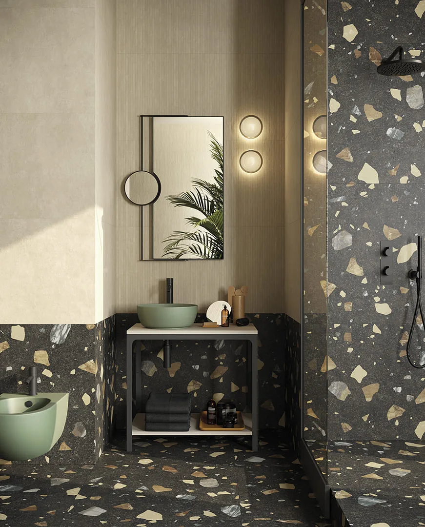 Pastorelli COLORFUL fekete terrazzo csempe