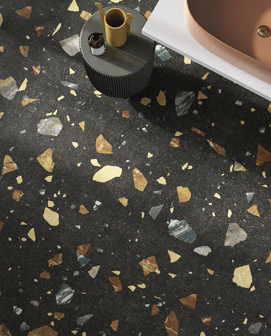 Pastorelli COLORFUL fekete terrazzo csempe