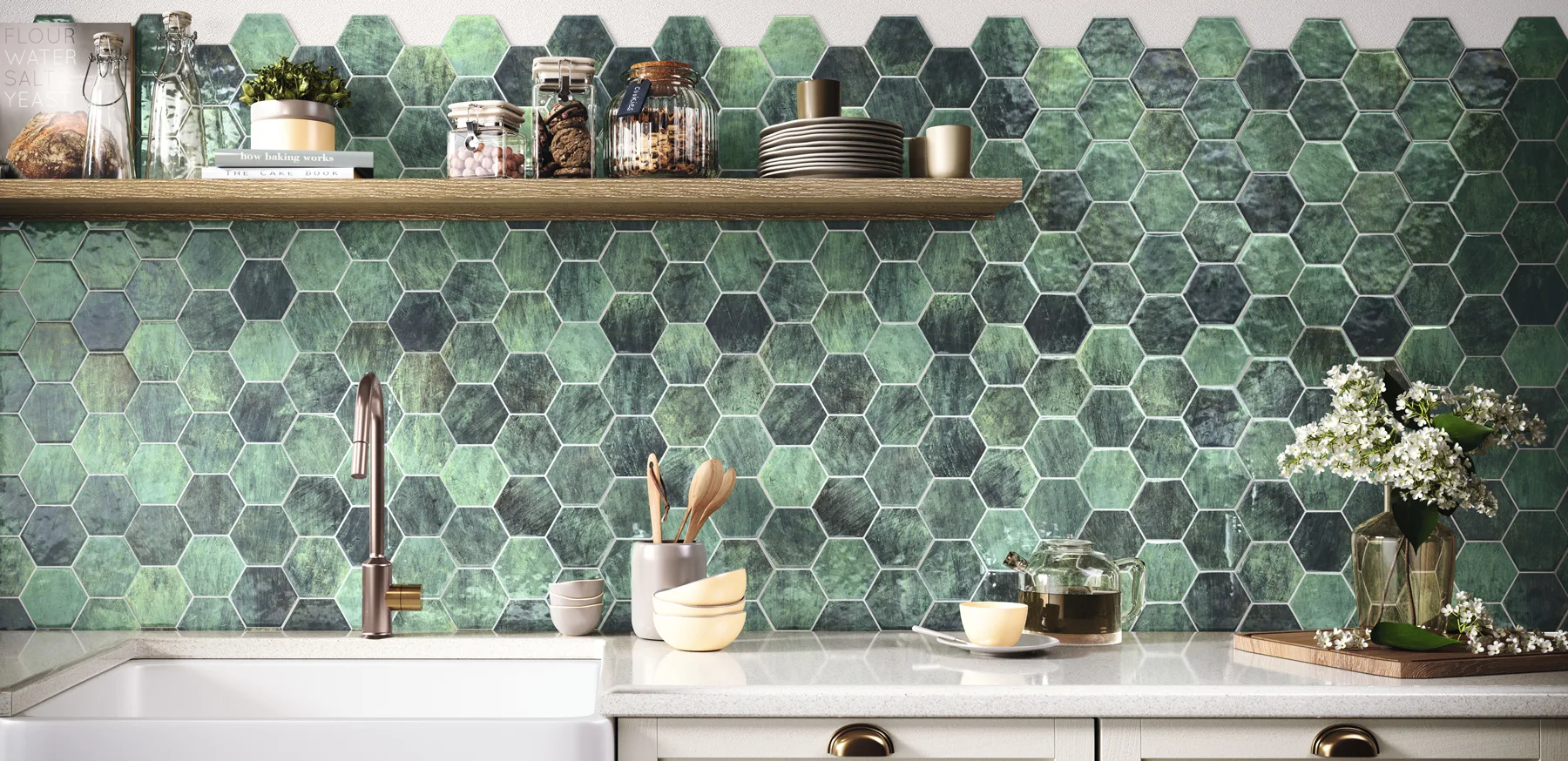 Realonda HEX ZELLIGE zöld hexagon csempe