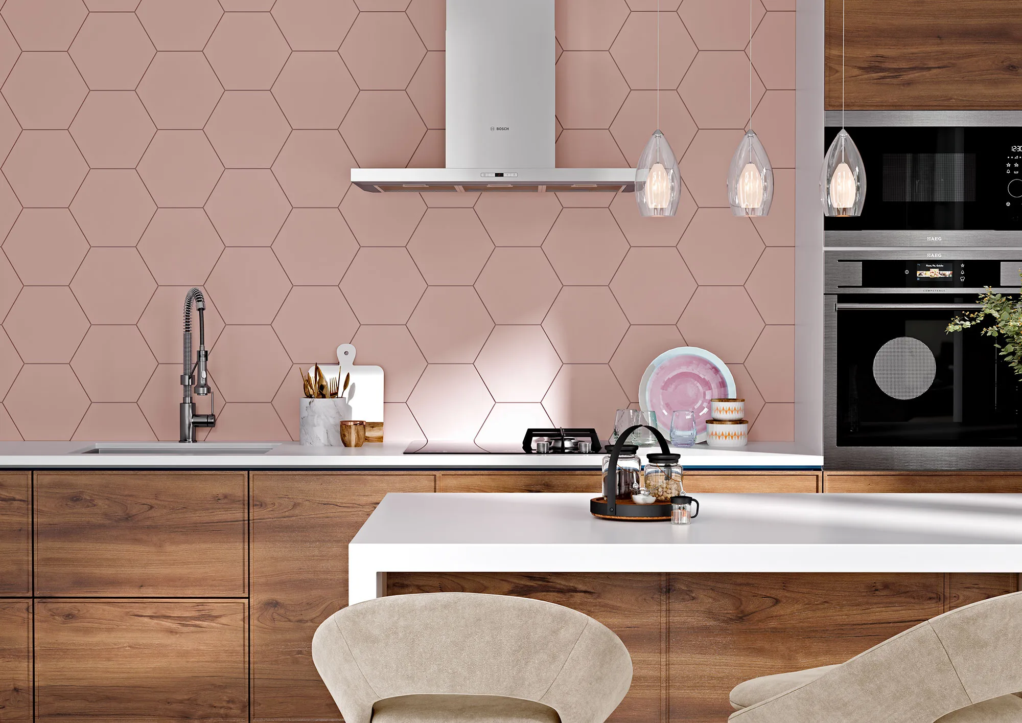 Ribesalbes Croma rózsaszín hexagon csempe